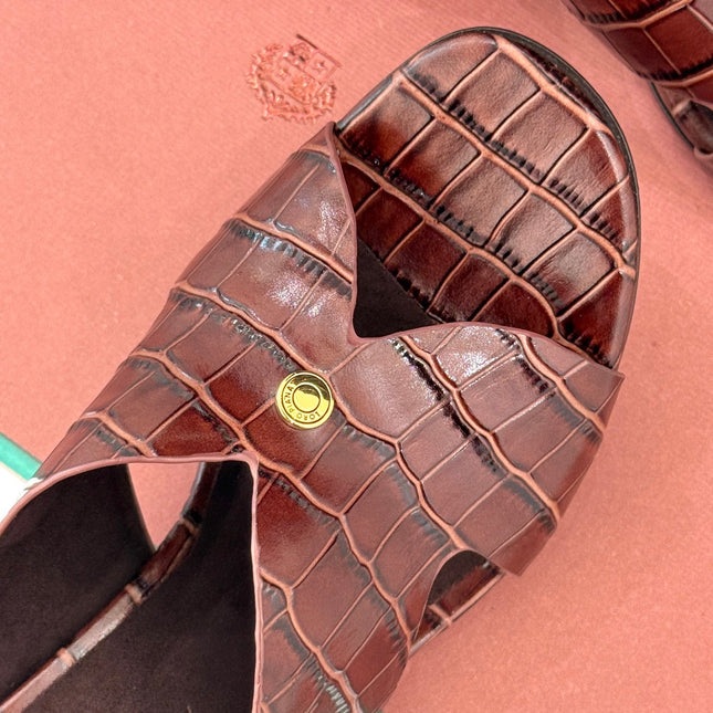 LP HIGH HEEL 25S IN MAHOGANY RED LAMBSKIN SNAKE EMBOSSING