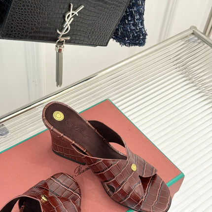 LP HIGH HEEL 25S IN MAHOGANY RED LAMBSKIN SNAKE EMBOSSING