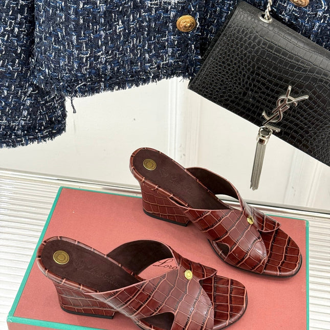 LP HIGH HEEL 25S IN MAHOGANY RED LAMBSKIN SNAKE EMBOSSING