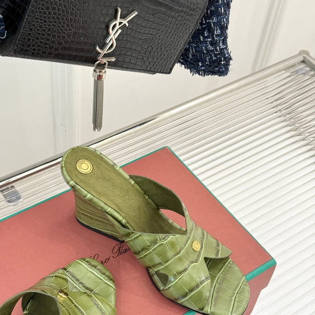 LP HIGH HEEL 25S IN MOSS GREEN LAMBSKIN SNAKE EMBOSSING