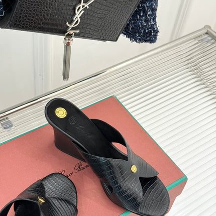 LP HIGH HEEL 25S IN BLACK LAMBSKIN SNAKE EMBOSSING