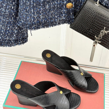 LP HIGH HEEL 25S IN BLACK LAMBSKIN SNAKE EMBOSSING