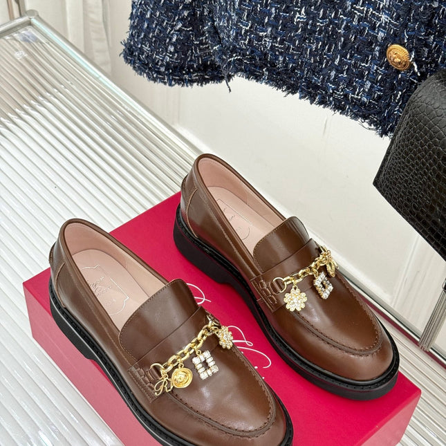 ROGER VIVIER 25S RANGERS CHAIN LOAFER IN BROWN CALFSKIN