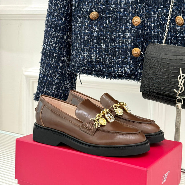 ROGER VIVIER 25S RANGERS CHAIN LOAFER IN BROWN CALFSKIN