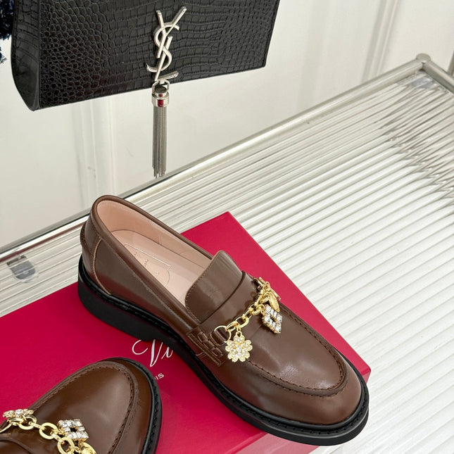 ROGER VIVIER 25S RANGERS CHAIN LOAFER IN BROWN CALFSKIN