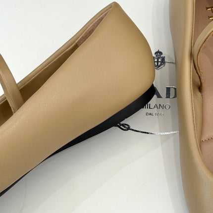 PRADA 25S SOFT PADDED BALLERINAS IN BEIGE NAPPA LEATHER