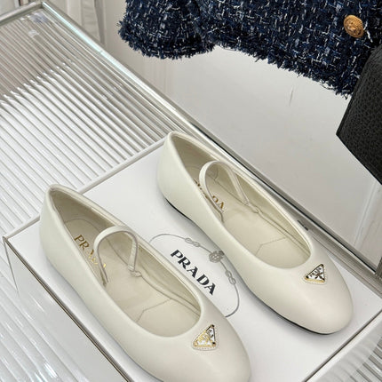 PRADA 25S SOFT PADDED BALLERINAS IN IVORY NAPPA LEATHER