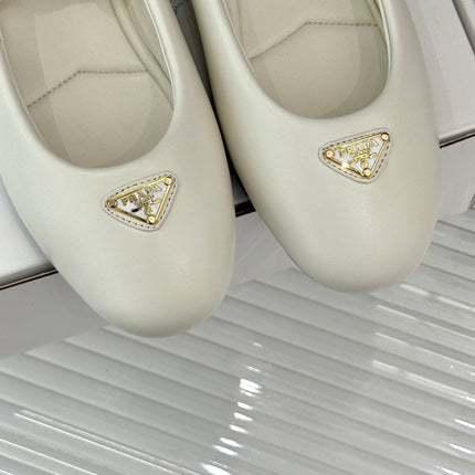 PRADA 25S SOFT PADDED BALLERINAS IN IVORY NAPPA LEATHER