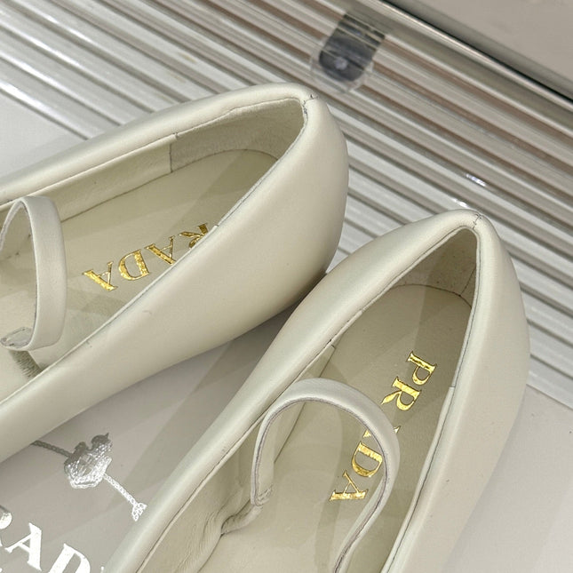 PRADA 25S SOFT PADDED BALLERINAS IN IVORY NAPPA LEATHER