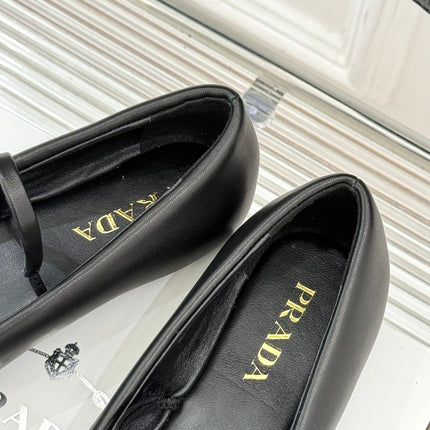 PRADA 25S SOFT PADDED BALLERINAS IN BLACK NAPPA LEATHER