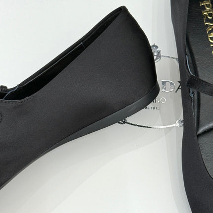 PRADA 25S BALLERINAS IN BLACK SATIN