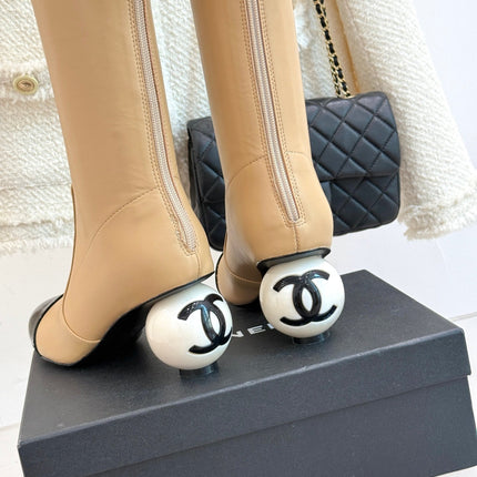 CC HIGH BOOTS IN TAN BROWN CALFSKIN