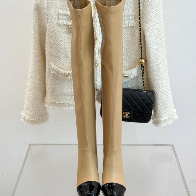 CC HIGH BOOTS IN TAN BROWN CALFSKIN