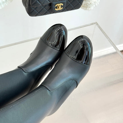 CC HIGH BOOTS IN BLACK CALFSKIN