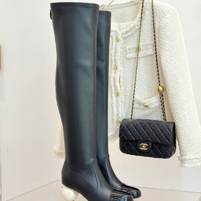 CC HIGH BOOTS IN BLACK CALFSKIN