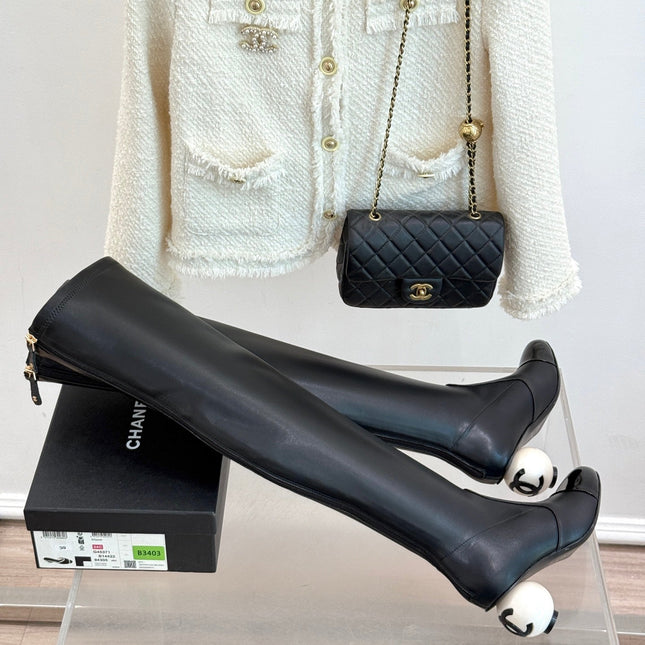 CC HIGH BOOTS IN BLACK CALFSKIN