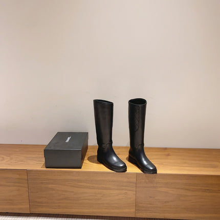 CC HIGH BOOTS IN BLACK QUILTED CALFSKIN