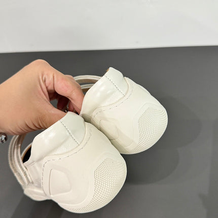 LP DOUBLE-STRAP MARY JANE FLATS 25S IN WHITE LAMBSKIN