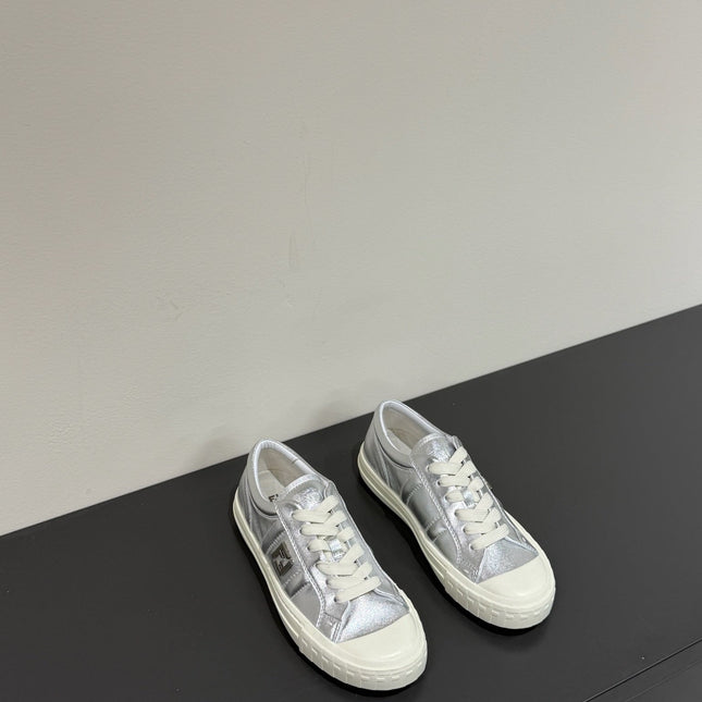 FF TRAINER SNEAKER IN SILVER MIX WHITE CALFSKIN