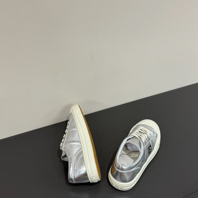 FF TRAINER SNEAKER IN SILVER MIX WHITE CALFSKIN