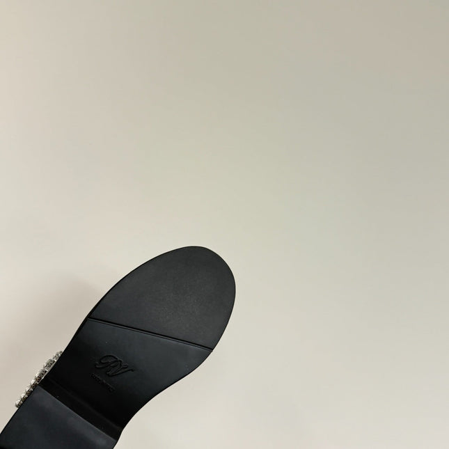 VIV' RANGERS CHELSEA ANKLE BOOTS IN BLACK CALFSKIN WITH SILVER CRYSTAL BUCKLE