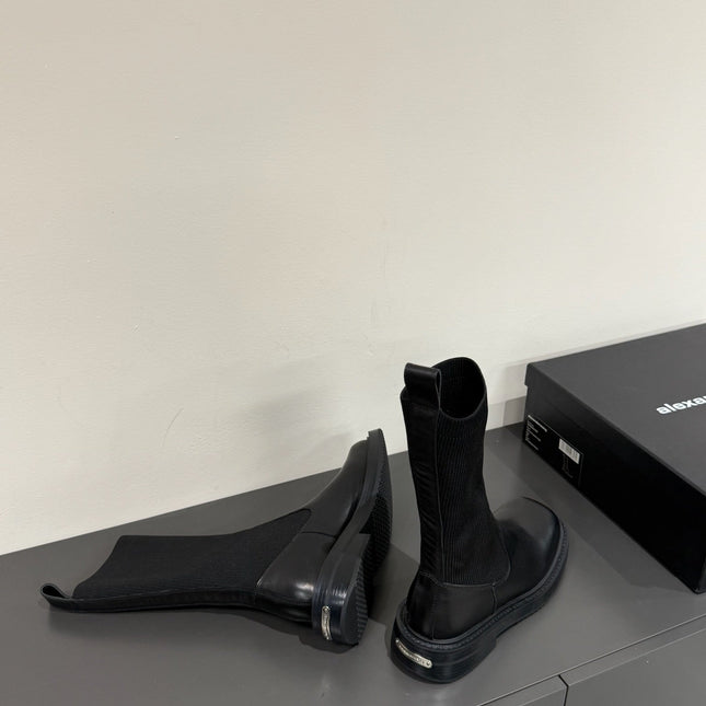 DETROIT SOCK BOOT IN BLACK CALFSKIN