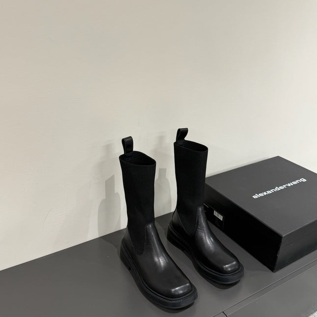 DETROIT SOCK BOOT IN BLACK CALFSKIN