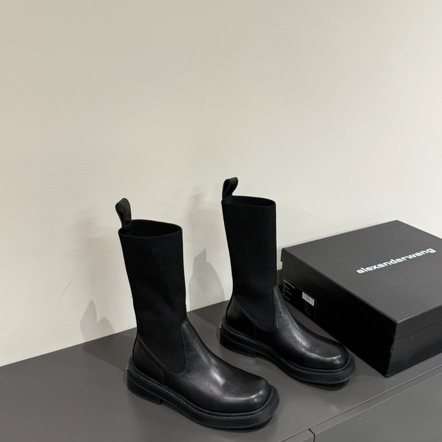 DETROIT SOCK BOOT IN BLACK CALFSKIN
