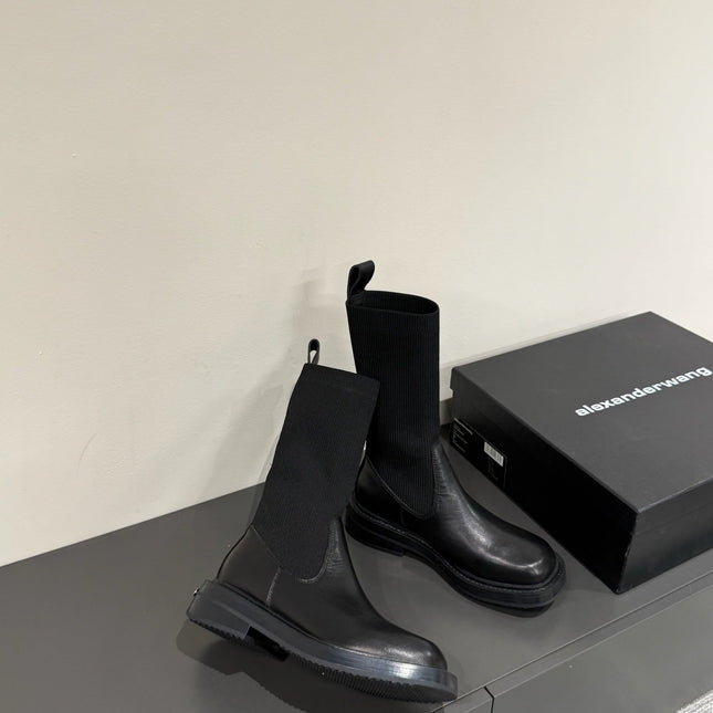 DETROIT SOCK BOOT IN BLACK CALFSKIN