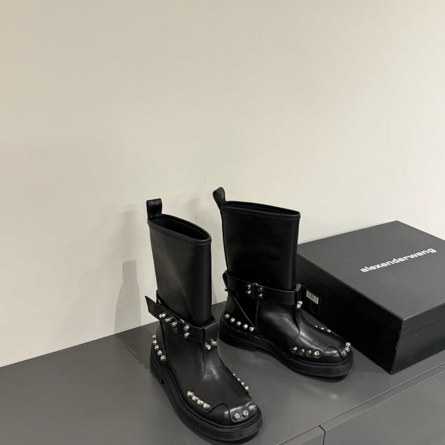 DIXON BUCKLE BOOT IN BLACK CALFSKIN