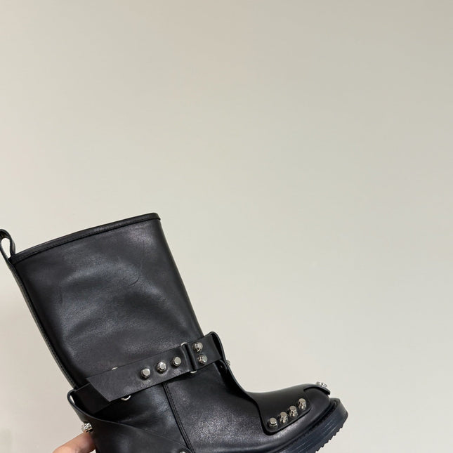 DIXON BUCKLE BOOT IN BLACK CALFSKIN