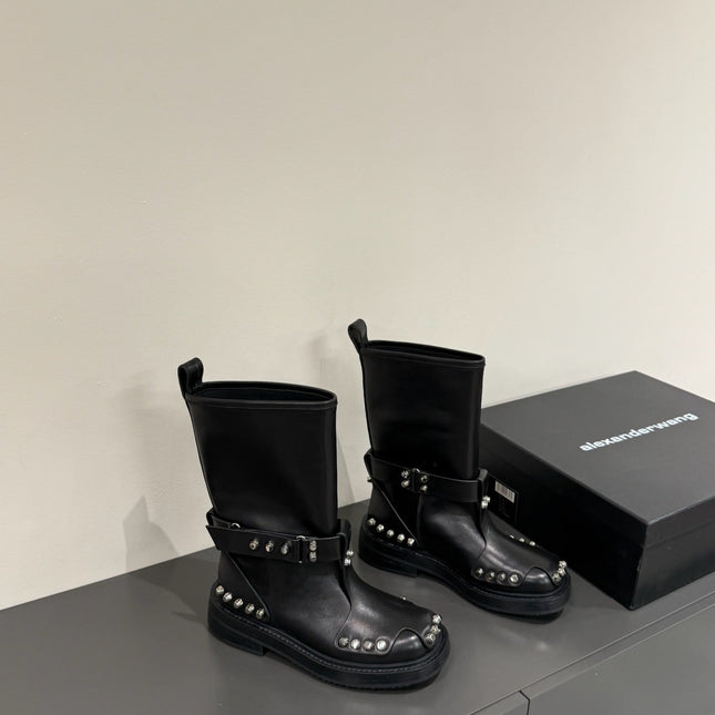 DIXON BUCKLE BOOT IN BLACK CALFSKIN