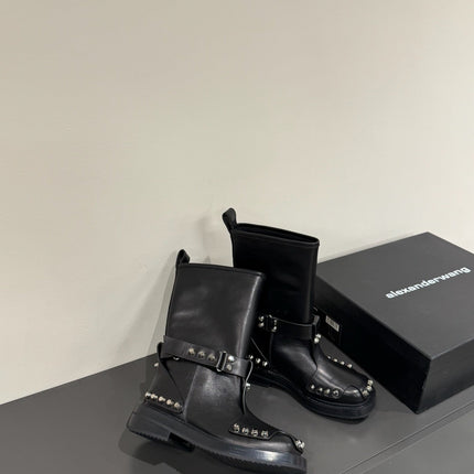 DIXON BUCKLE BOOT IN BLACK CALFSKIN