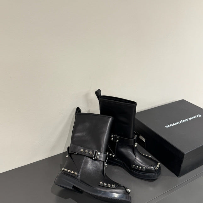 DIXON BUCKLE BOOT IN BLACK CALFSKIN