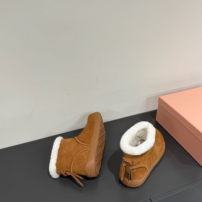 ANKLE BOOTS IN BRONZE BROWN SUEDE AND FLEECE LINING