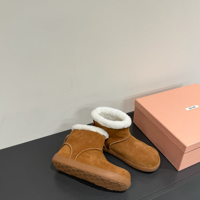 ANKLE BOOTS IN BRONZE BROWN SUEDE AND FLEECE LINING