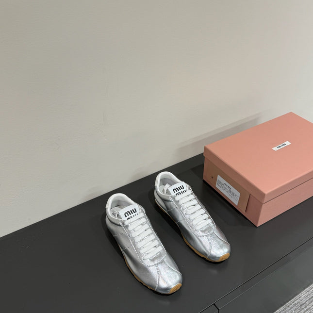 PLUME NAPPA SNEAKERS IN SILVER LAMBSKIN