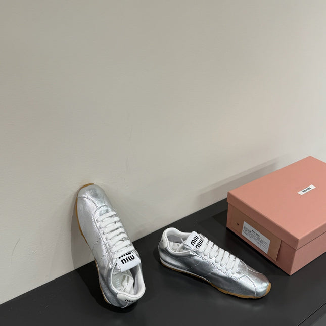 PLUME NAPPA SNEAKERS IN SILVER LAMBSKIN