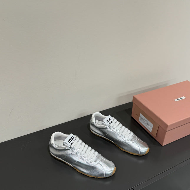 PLUME NAPPA SNEAKERS IN SILVER LAMBSKIN