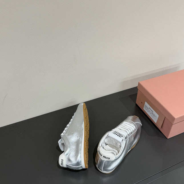 PLUME NAPPA SNEAKERS IN SILVER LAMBSKIN