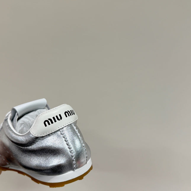 PLUME NAPPA SNEAKERS IN SILVER LAMBSKIN