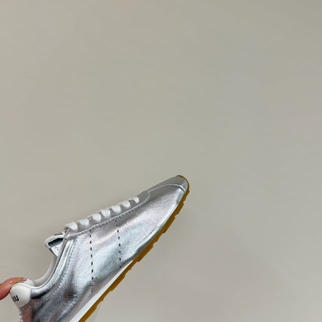 PLUME NAPPA SNEAKERS IN SILVER LAMBSKIN