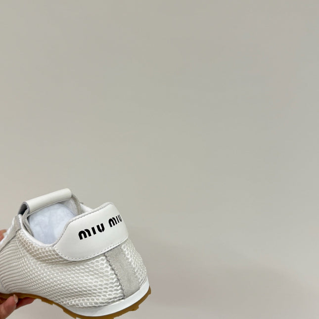 RETRO SNEAKERS IN BEIGE MESH AND SUEDE