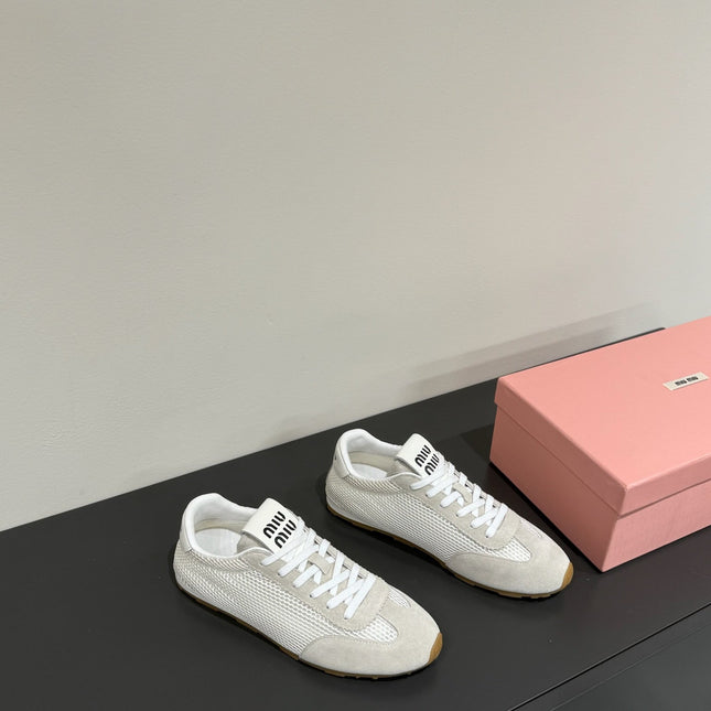 RETRO SNEAKERS IN BEIGE MESH AND SUEDE