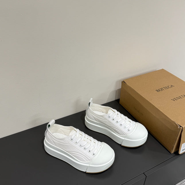 VULCAN PLATFORM SNEAKER IN WHITE CANVAS AND LAMBSKIN