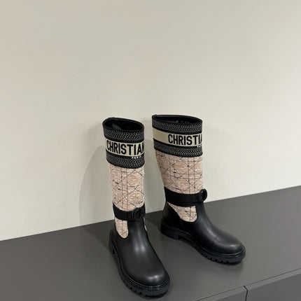 D-MAJOR BOOT TAUPE AND BLACK TECHNICAL FABRIC AND BLACK CALFSKIN
