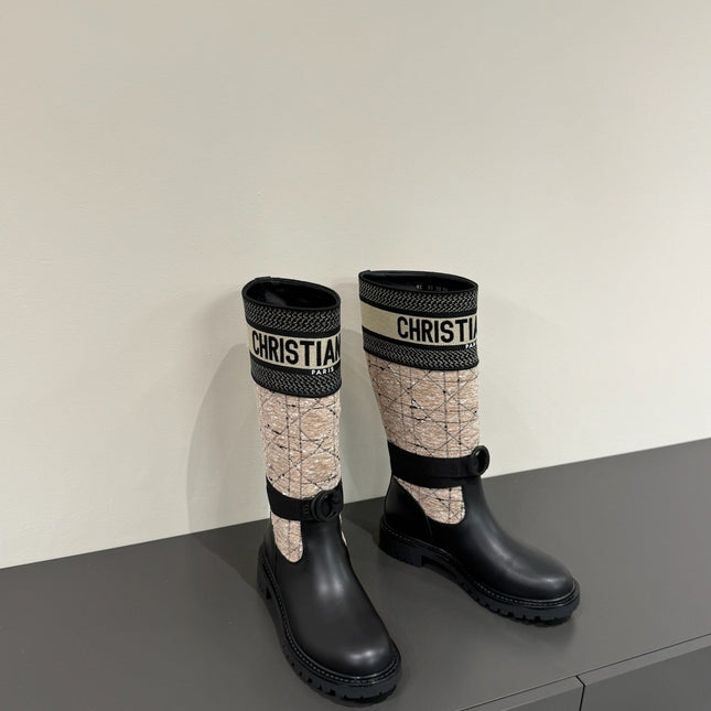 D-MAJOR BOOT TAUPE AND BLACK TECHNICAL FABRIC AND BLACK CALFSKIN