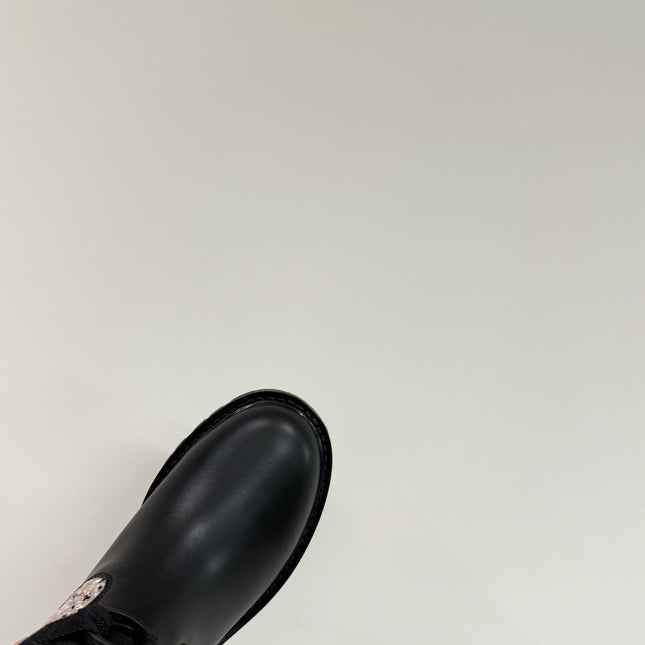 D-MAJOR BOOT TAUPE AND BLACK TECHNICAL FABRIC AND BLACK CALFSKIN