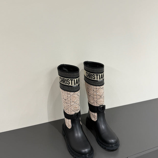 D-MAJOR BOOT TAUPE AND BLACK TECHNICAL FABRIC AND BLACK CALFSKIN