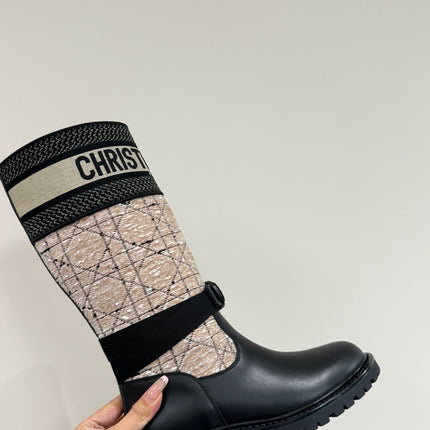 D-MAJOR BOOT TAUPE AND BLACK TECHNICAL FABRIC AND BLACK CALFSKIN